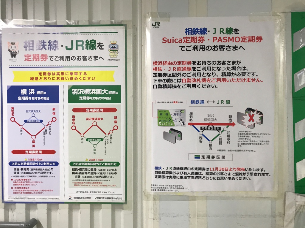 相鉄JR直通線に関する各種案内図表(JR新宿-西大井編) - ちょび鉄
