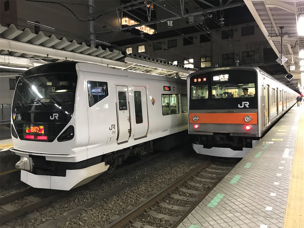 E257系あずさと205系むさしの号(2019/1/2)