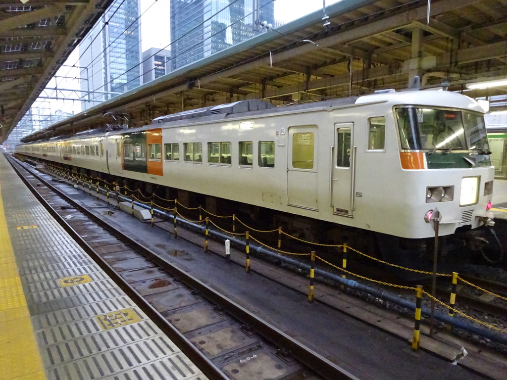 東京駅で撮影した、185系の湘南ブロック塗装(2014/12/29)