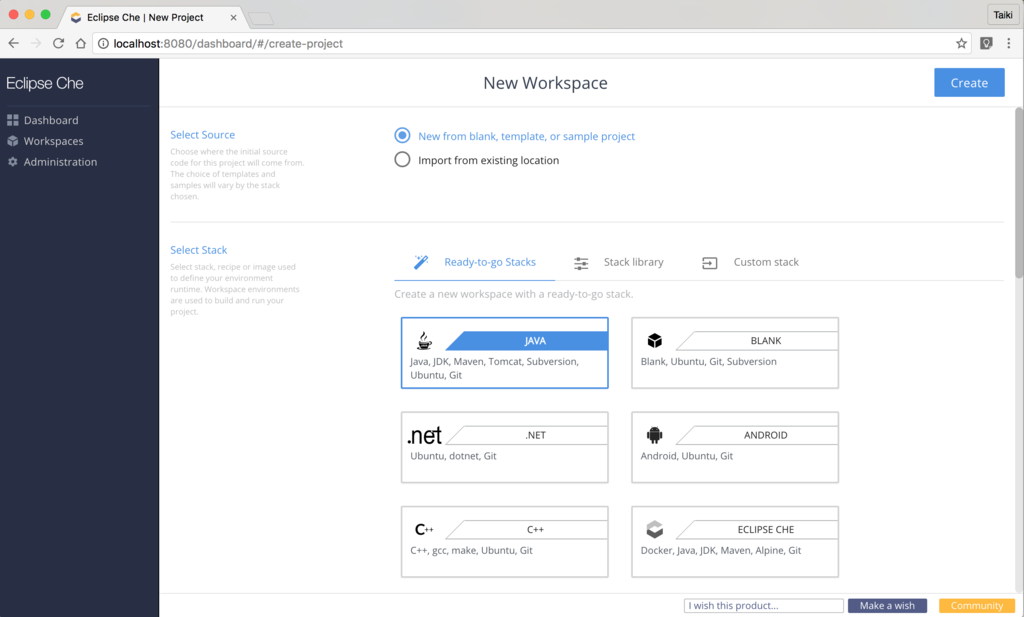 Eclipse Next-Generation IDE (Eclipse Che) を試してみました - tyoshikawa1106のブログ