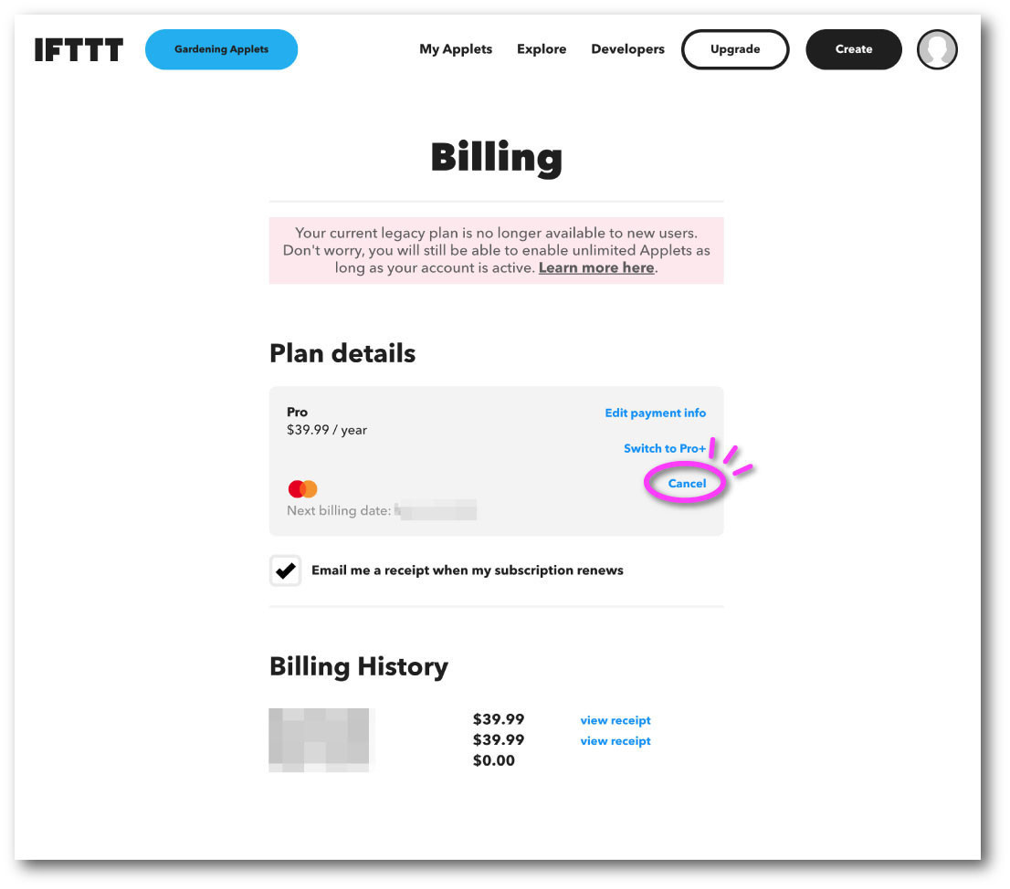 IFTTT解約02
