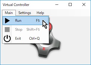 【Virtual Controller】メニュー→Main→Run