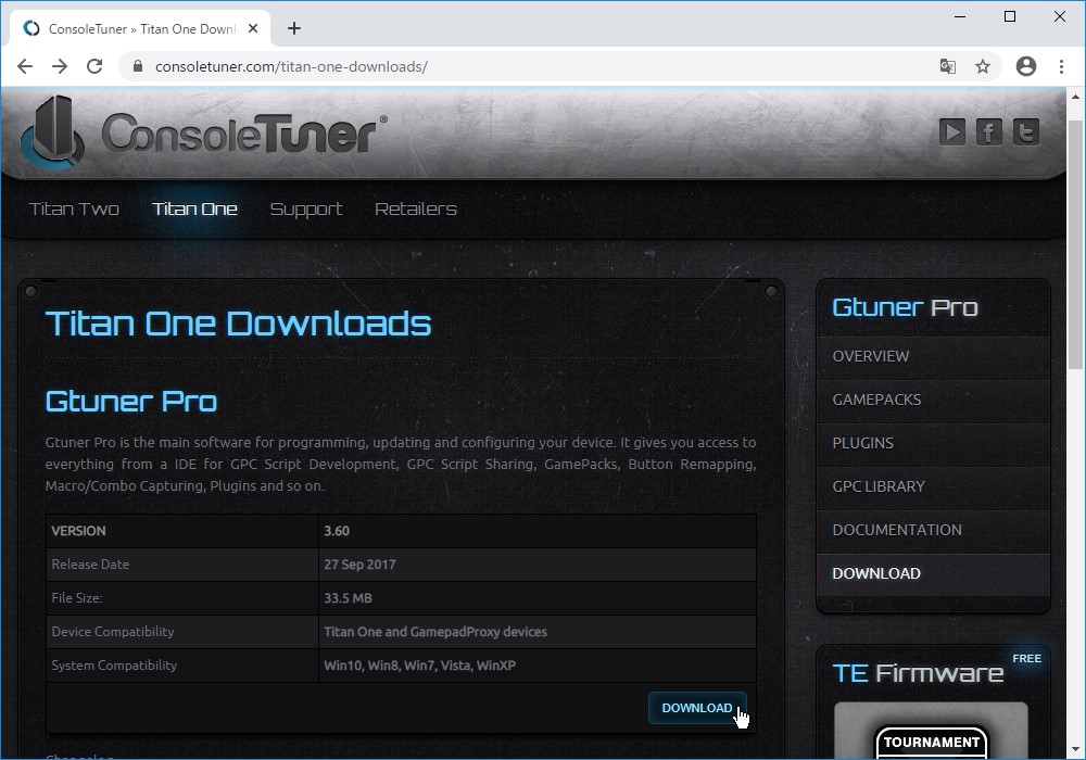 8-01.【Gtuner Proダウンロード先】から【GtunerPro.zip】をダウンロード