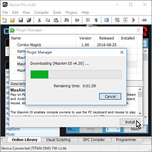 8-05.【MaxAim DI】が【Gtuner Pro】にインストールされる