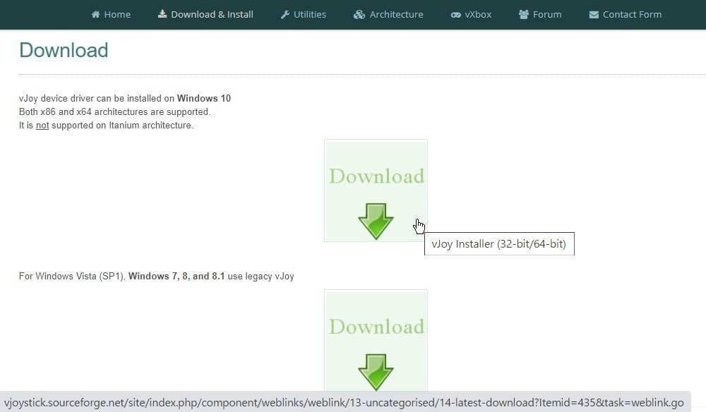 「vJoy」をダウンロード 「vJoy」をダウンロード
