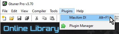 【Titan One】「Gtuner Pro」メニューの「Plugins」→「MaxAim DI」