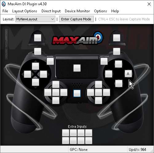 【Titan One】「MaxAim DI」で「PlayStationなら○ボタン／Nintendo SwitchならAボタン」にキーボード「A」を設定