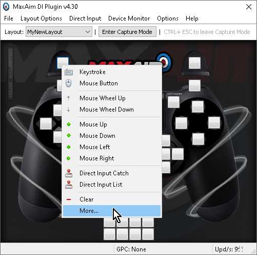 【Titan One】「MaxAim DI」でボタンを右クリック→「More...」 【Titan One】「MaxAim DI」でボタンを右クリック→「More...」