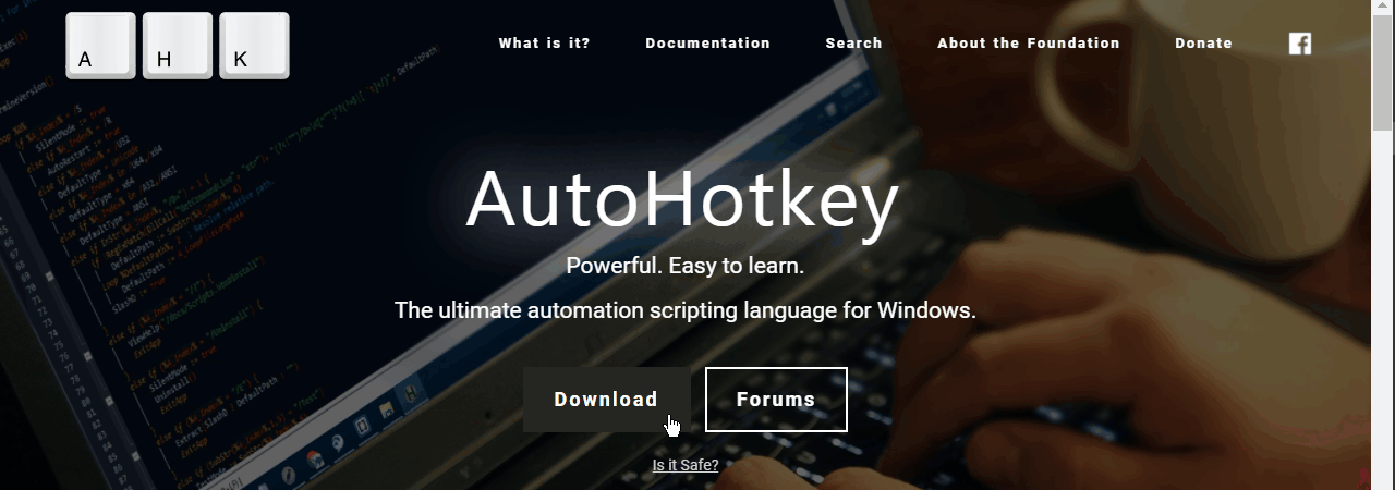 AutoHotkey公式サイトのトップ画面