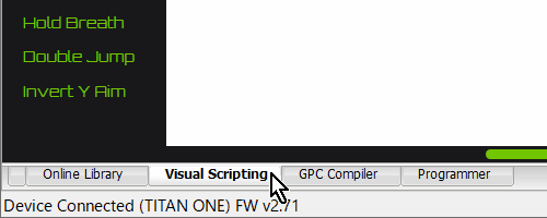 ゲームコントローラー変換器「Titan One」を公式アプリ「Gtuner Pro」の「GPC Blocks機能」でカスタマイズ #1:「Visual Scripting」タブ ゲームコントローラー変換器「Titan One」を公式アプリ「Gtuner Pro」の「GPC Blocks機能」でカスタマイズ #1:「Visual Scripting」タブ