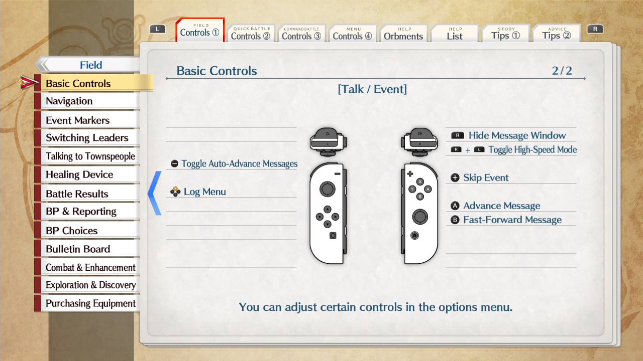 Nintendo Switch1版（英語）「空の軌跡 the 1st」基本操作②【会話・イベント時】