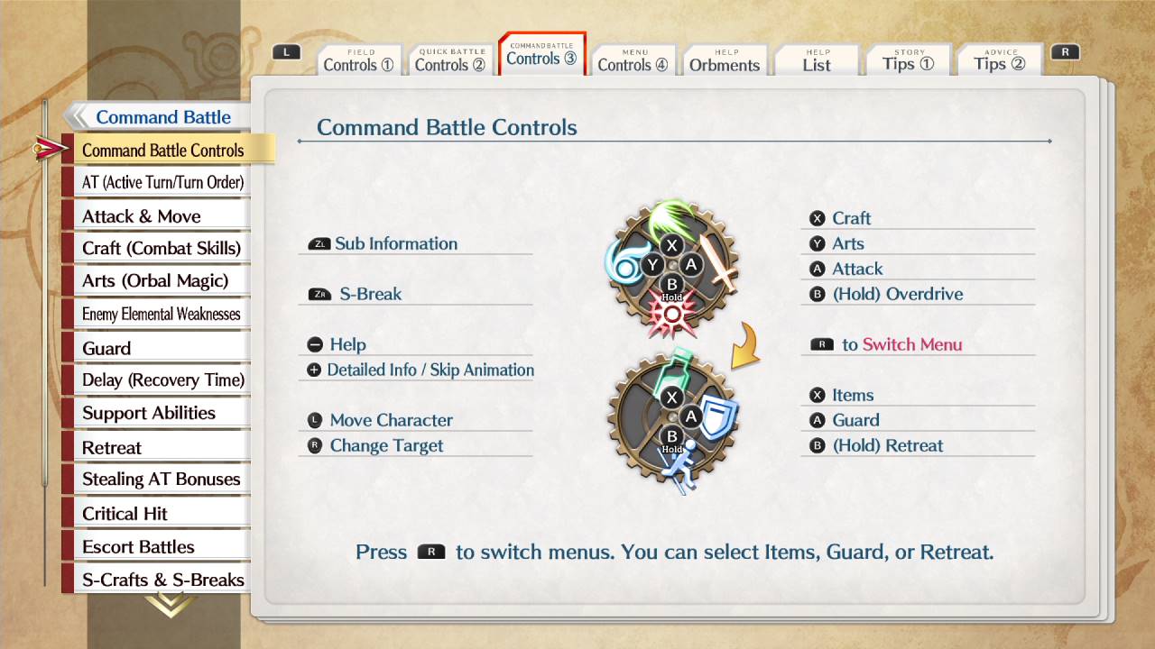 Nintendo Switch1版（英語）「空の軌跡 the 1st」コマンドバトル操作