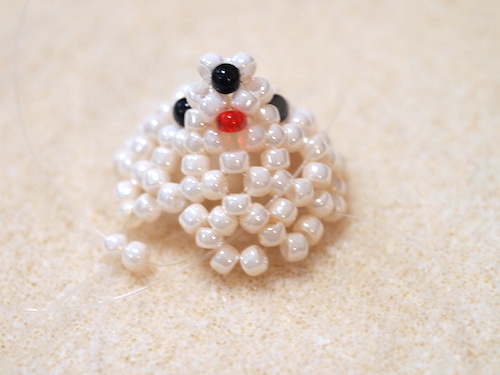パールベア　テディベア　ビーズ ビーズ編みのクリスマスオーナメント ホワイトベア [Beads Bear