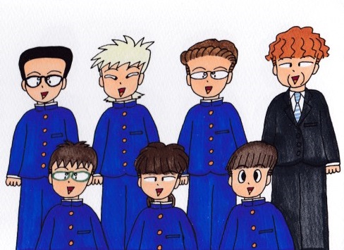 私立甲武中学校 高校の生徒たち その1 思い出のアルバム 梅の実学園イラスト集