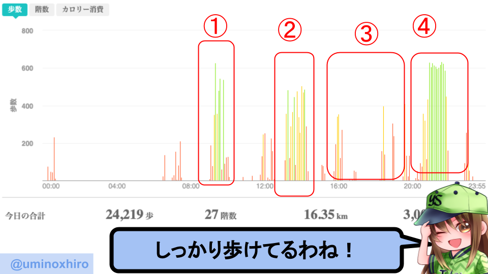fitbitログより　運動データ