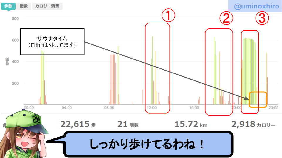fitbitログより 運動データ