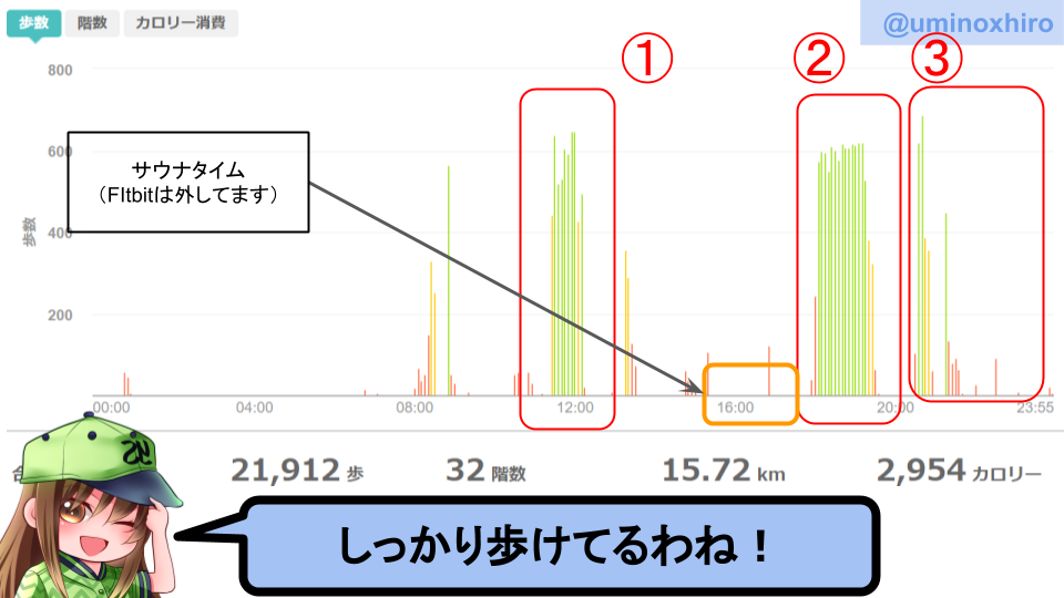 fitbitログより 運動データ
