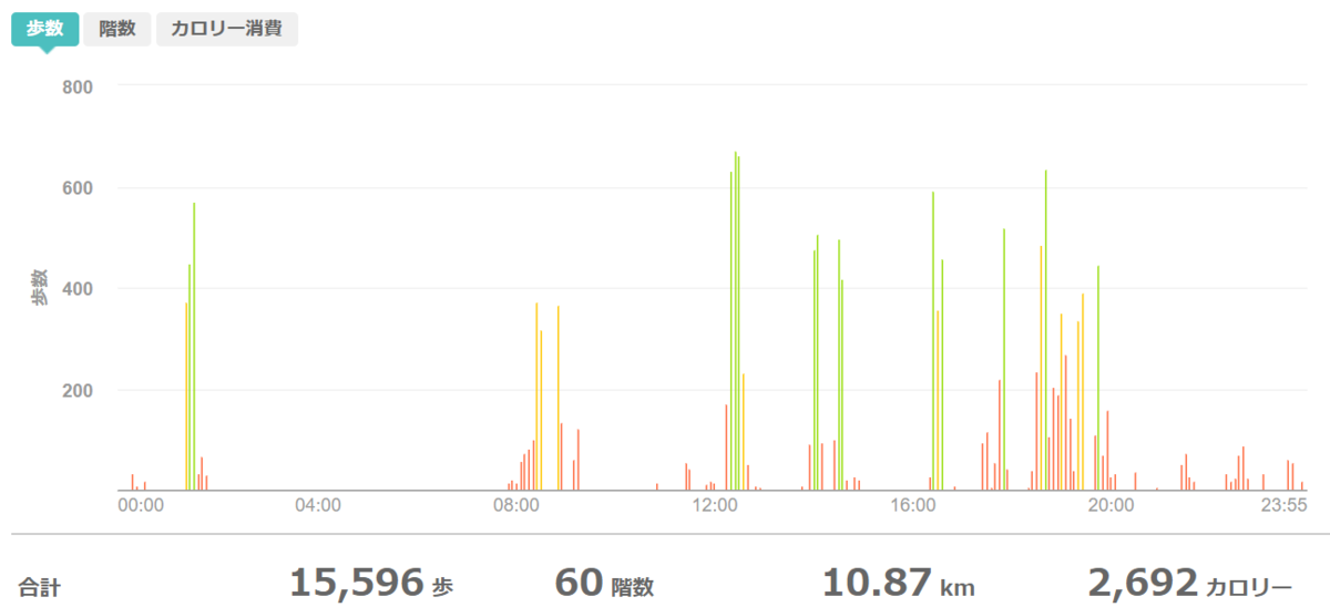 fitbitログより 運動データ