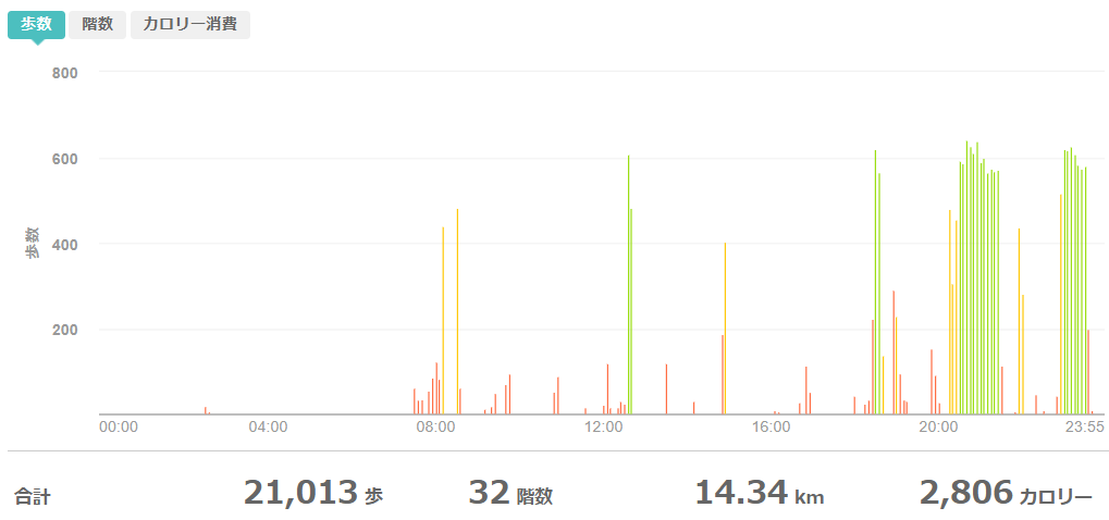 fitbitログより 運動データ