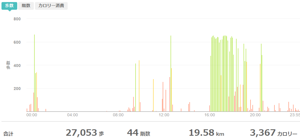 fitbitログより 運動データ