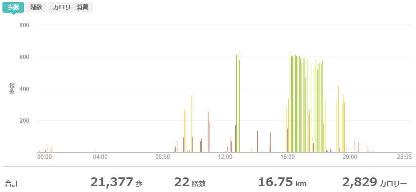 fitbitログより　運動データ2020年5月9日分