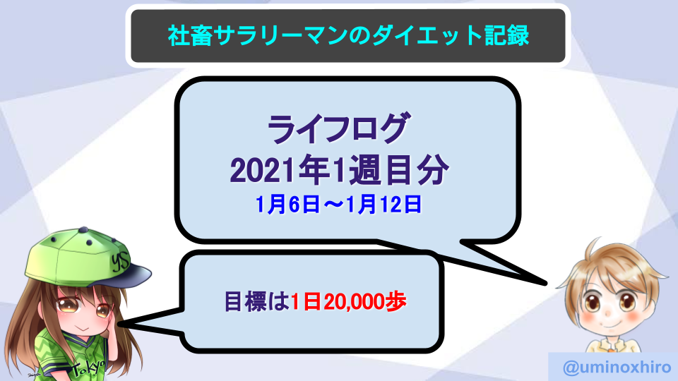 【サラリーマンのダイエット記録】1月6日〜2020年1月12日分【ライフログ2021年1週目】