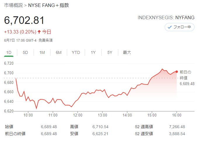 FANG+index2021年6月7日