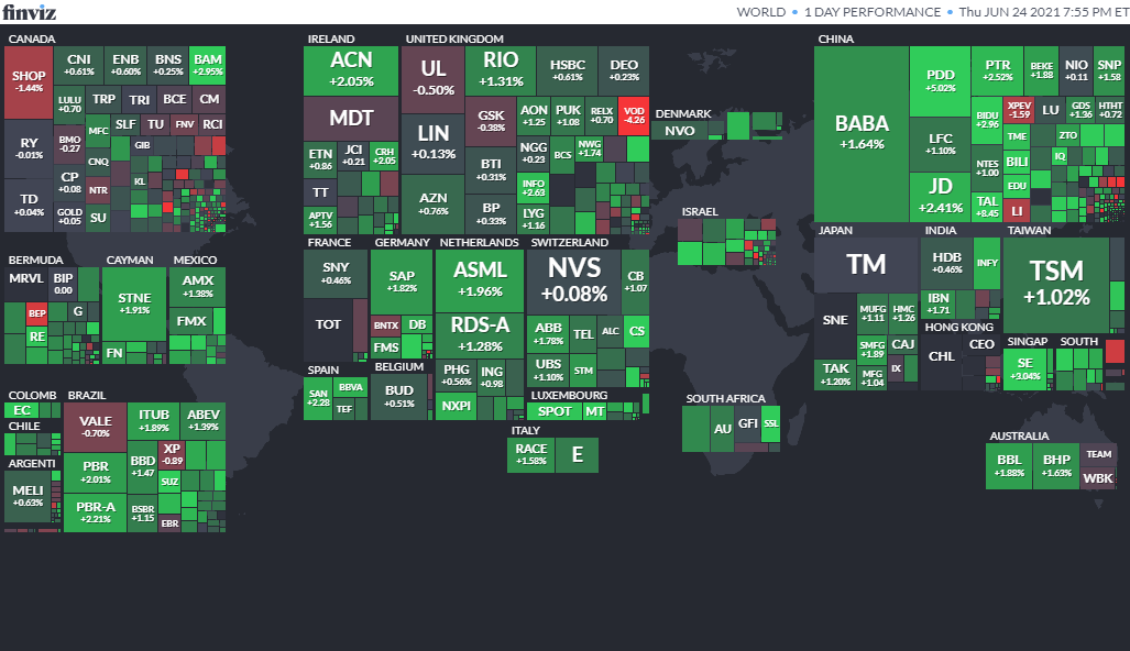 ワールドヒートマップ2021年6月24日