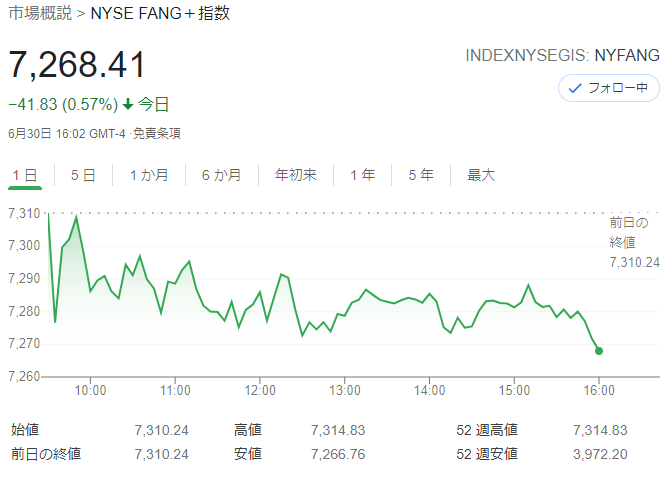 FANG+index2021年6月30日