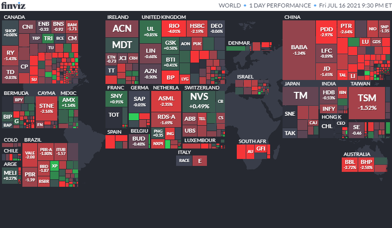 ワールドヒートマップ2021年7月16日