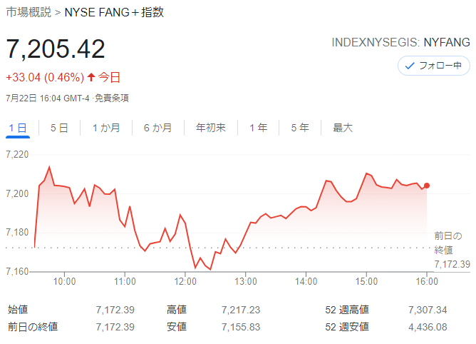 FANG+index2021年7月22日