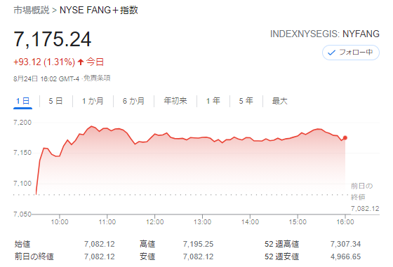 FANG+index2021年8月24日