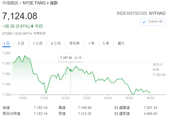 FANG+index2021年8月26日