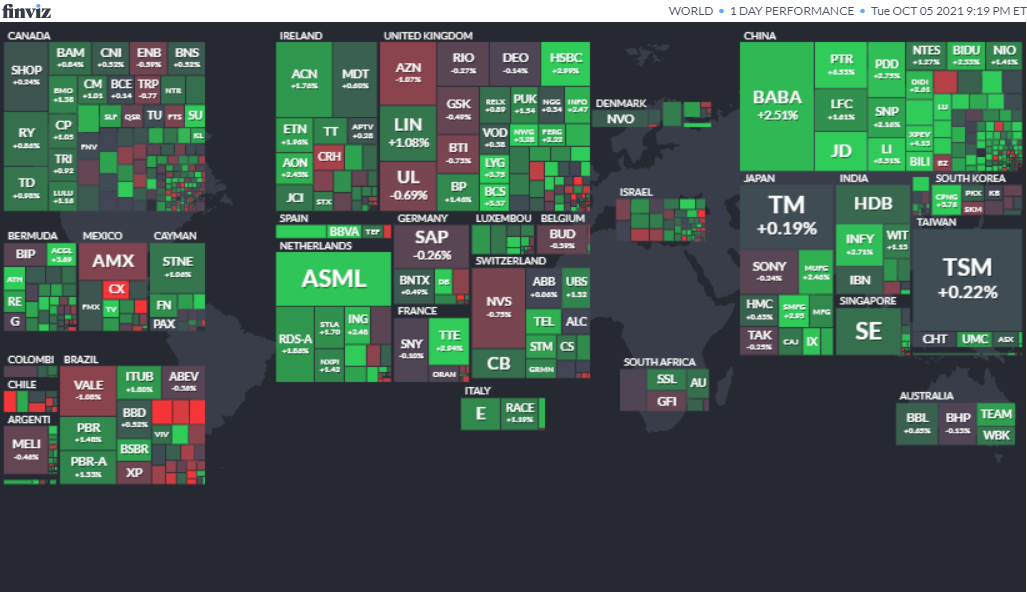 ワールドヒートマップ2021年10月5日