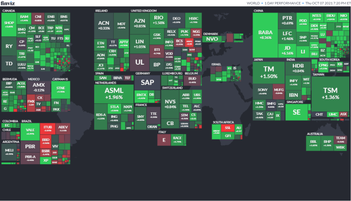 ワールドヒートマップ2021年10月7日