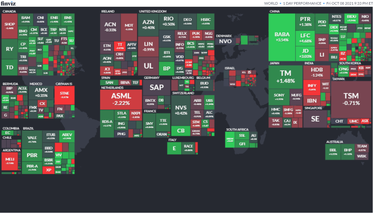 ワールドヒートマップ2021年10月8日