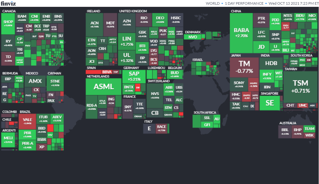 ワールドヒートマップ2021年10月13日