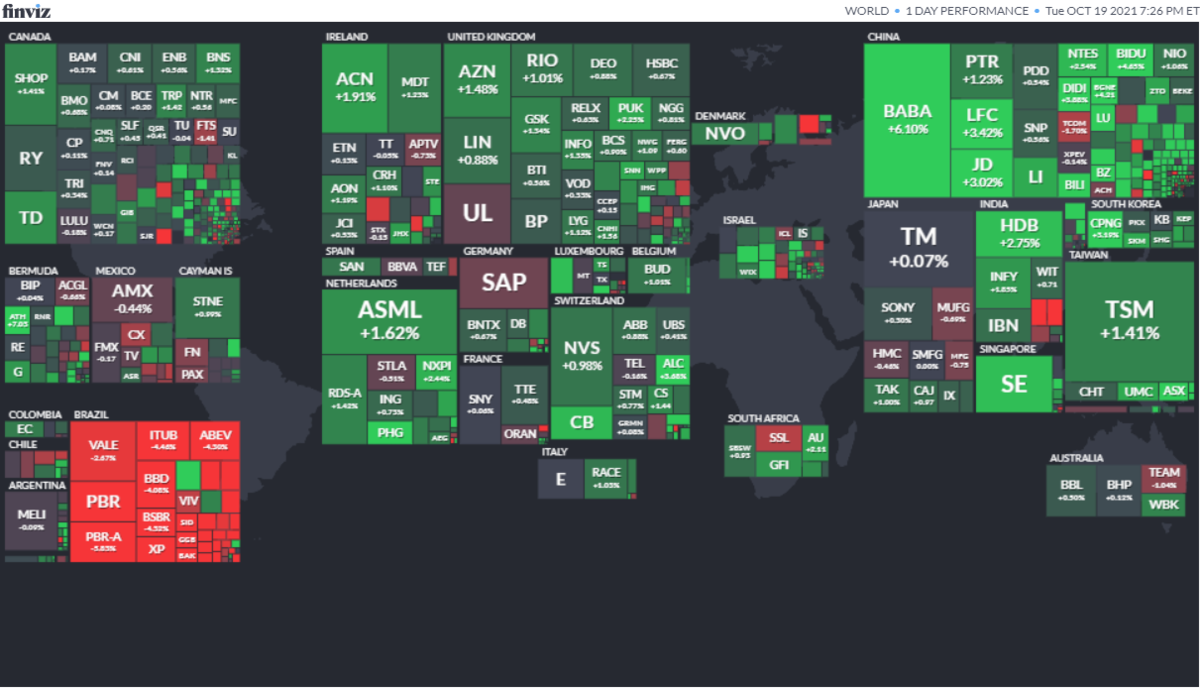 ワールドヒートマップ2021年10月19日