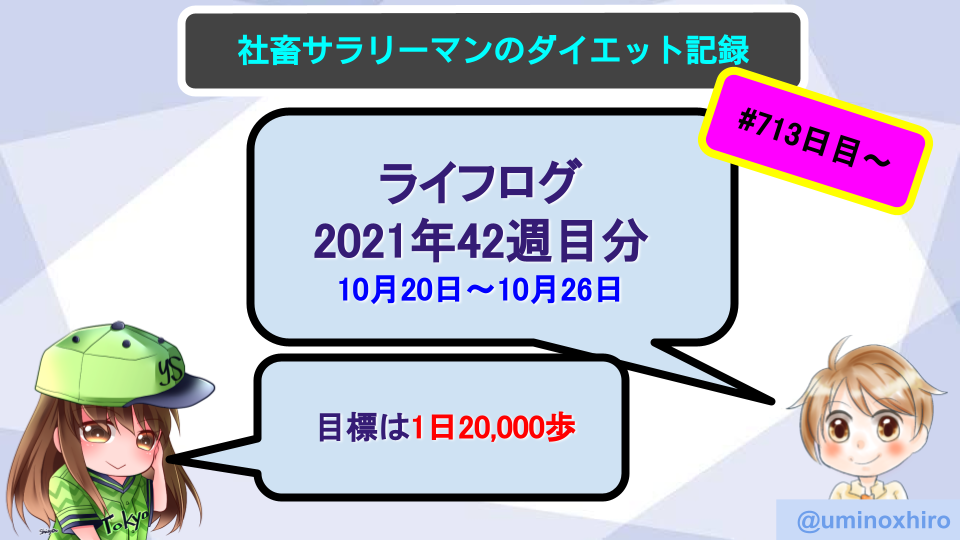 【サラリーマンのダイエット記録】2021年10月20日〜10月26日分【ライフログ2021年42週目】