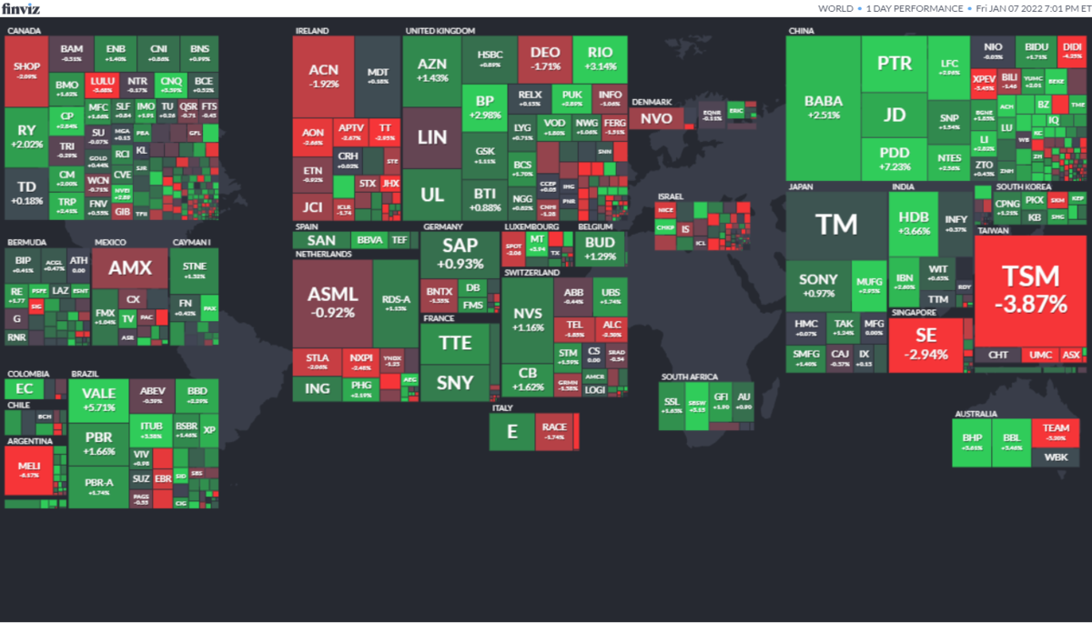 ワールドヒートマップ2022年1月7日