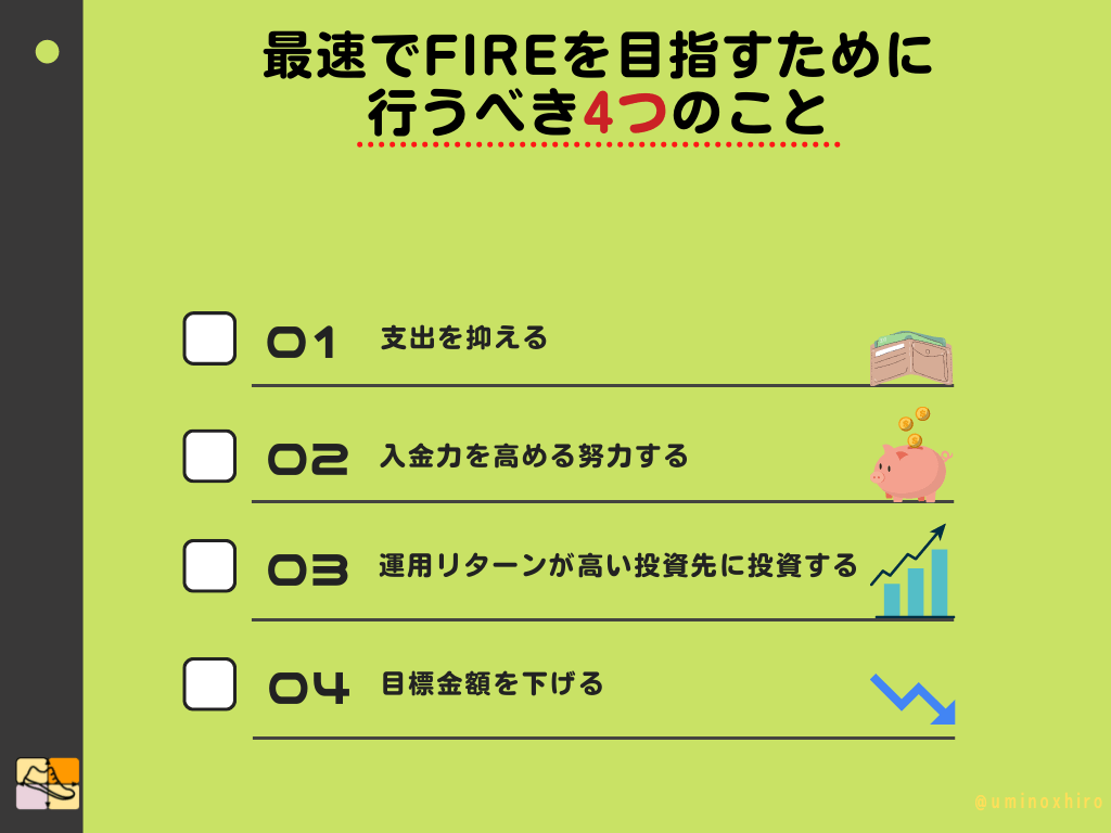 投資初心者が最速でFIREを目指すために行うべき4つのこと