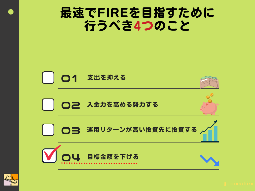 目標金額を引き下げる
