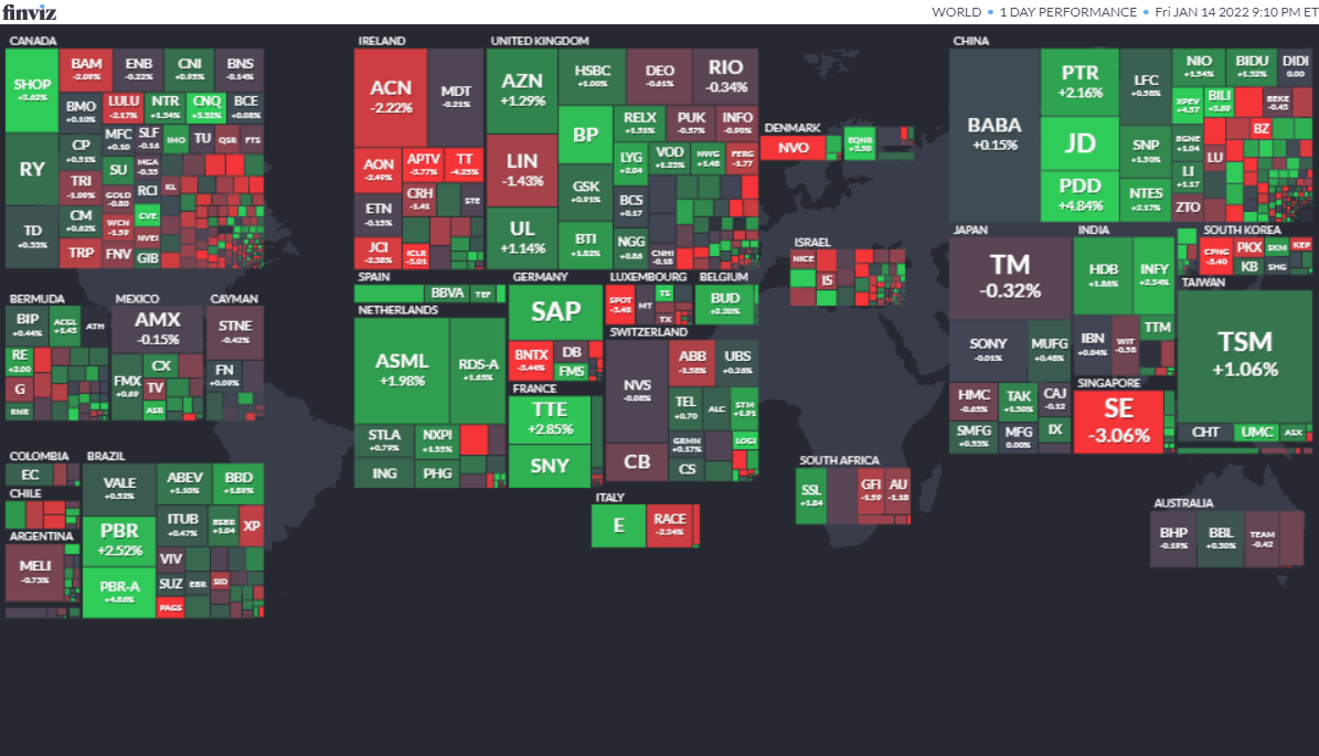 ワールドヒートマップ2022年1月14日