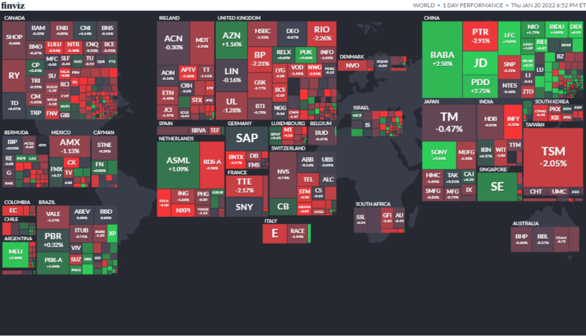 ワールドヒートマップ2022年1月20日