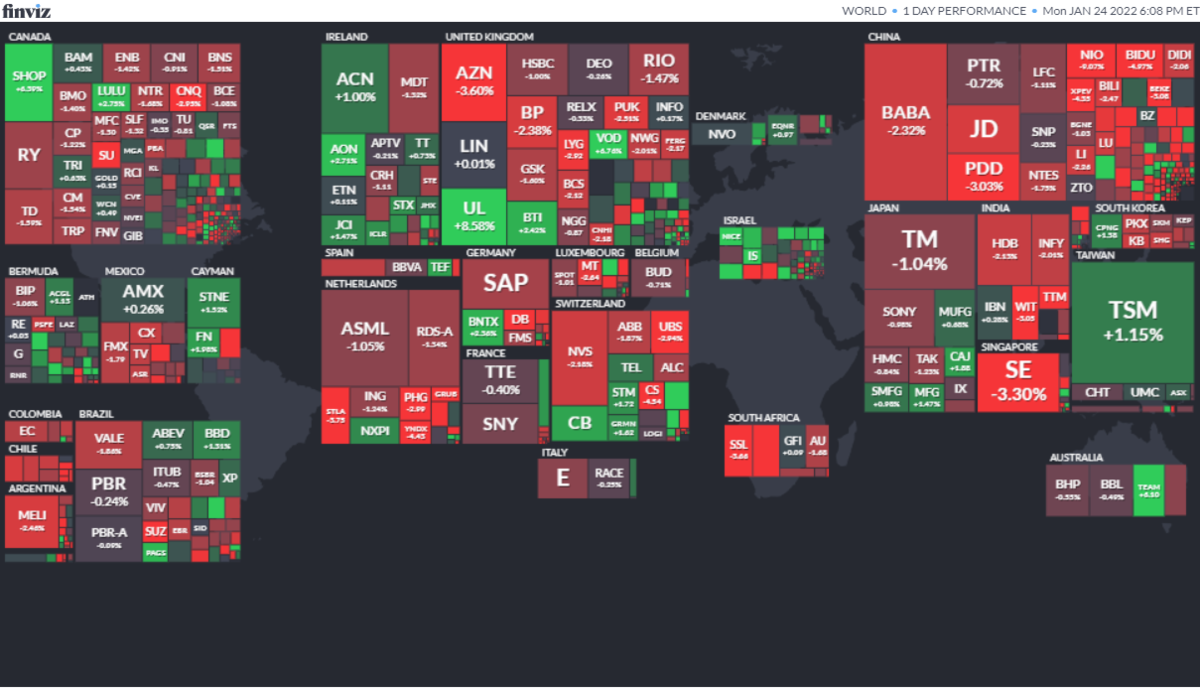 ワールドヒートマップ2022年1月24日