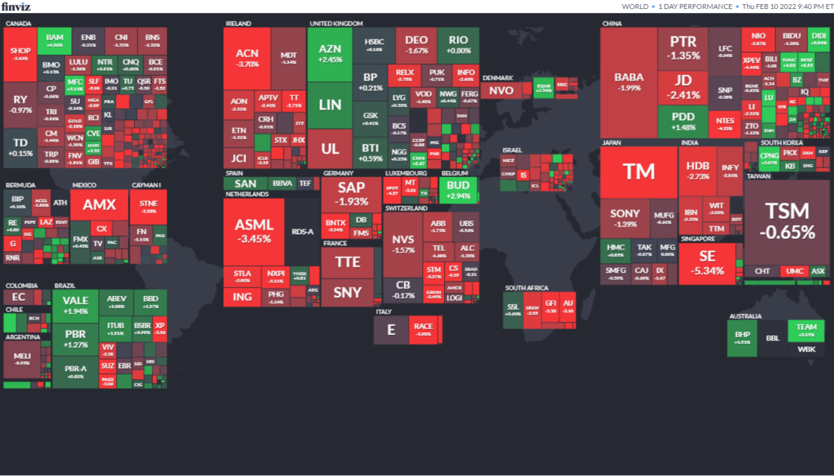 ワールドヒートマップ2022年2月10日