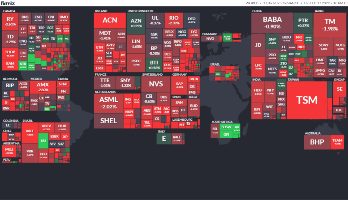 ワールドヒートマップ2022年2月17日