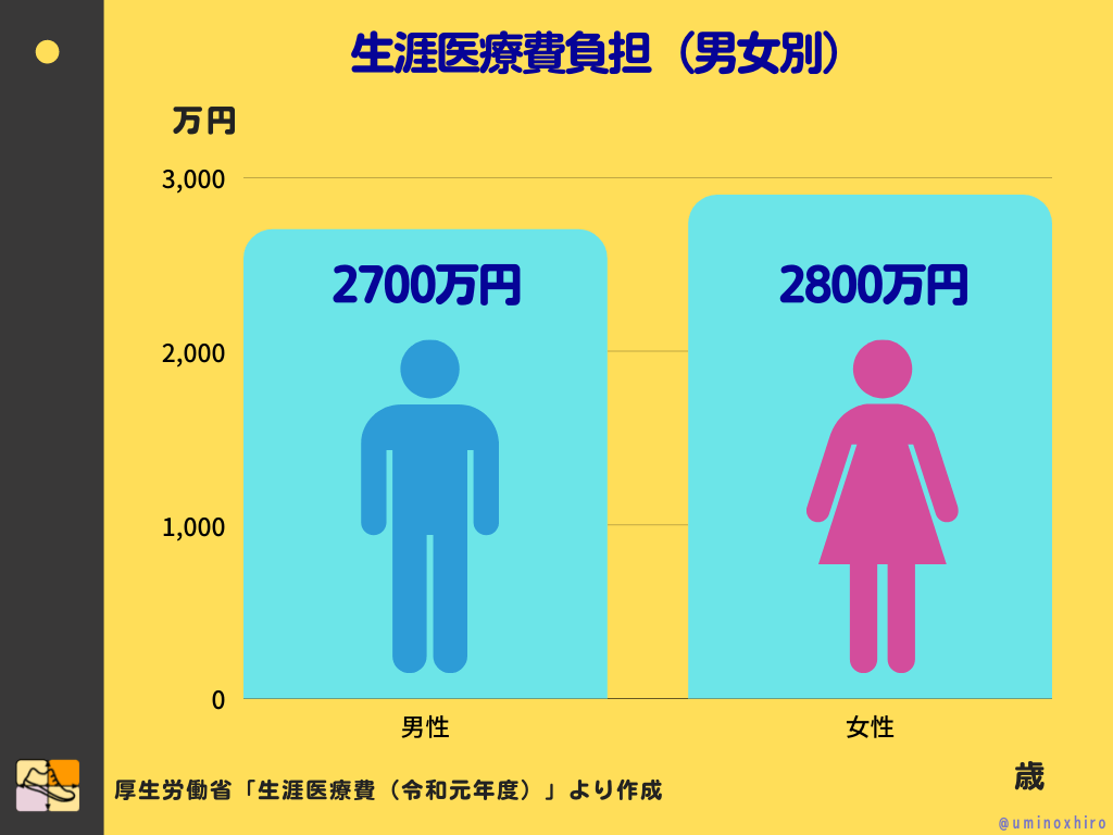 生涯医療費負担（男女別）