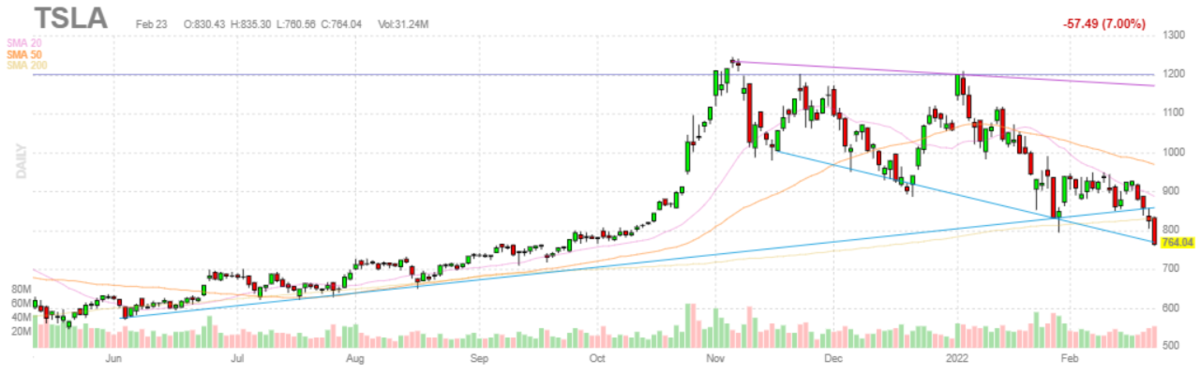 テスラ【TSLA】2022年2月23日
