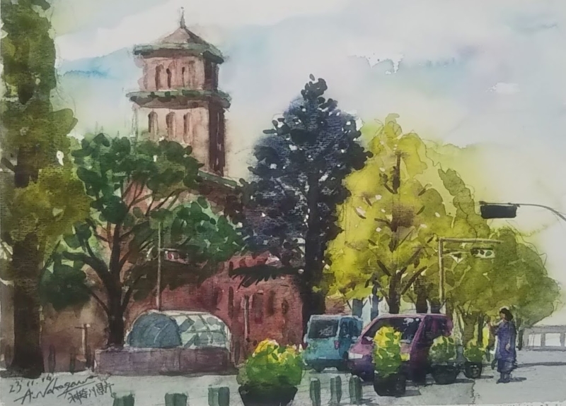 水彩画 神奈川県庁